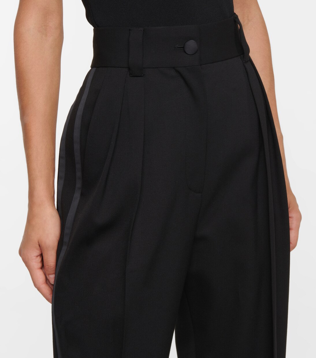 Stretch-wool grain-de-poudre pants | Miu Miu