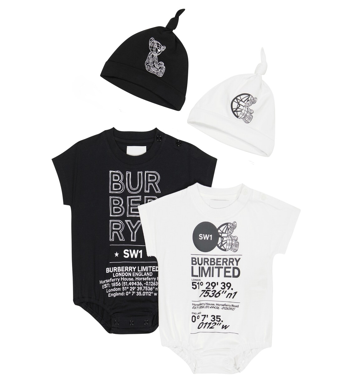 Baby set of 2 cotton-blend bodysuit and beanies | Burberry Kids