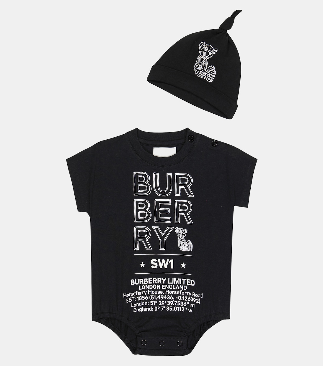 Baby set of 2 cotton-blend bodysuit and beanies | Burberry Kids