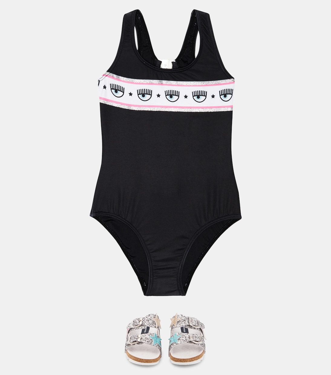 x Chiara Ferragni eye-motif swimsuit | Monnalisa