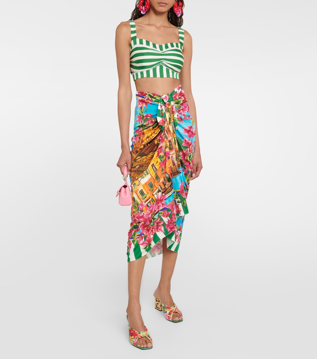 Portofino ruched silk midi skirt | Dolce&Gabbana