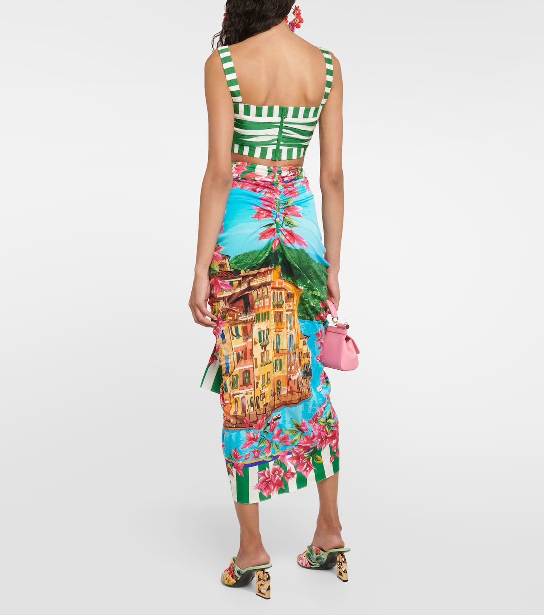 Portofino ruched silk midi skirt | Dolce&Gabbana