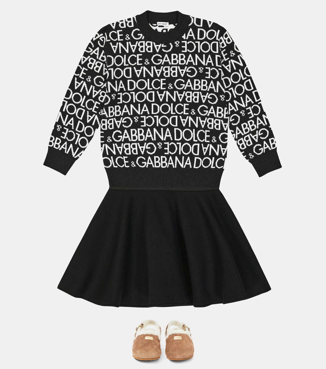 Logo intarsia virgin wool sweater | Dolce&Gabbana Kids