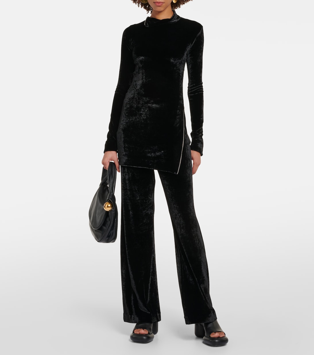 Weite High-Rise-Hose aus Samt | Jil Sander