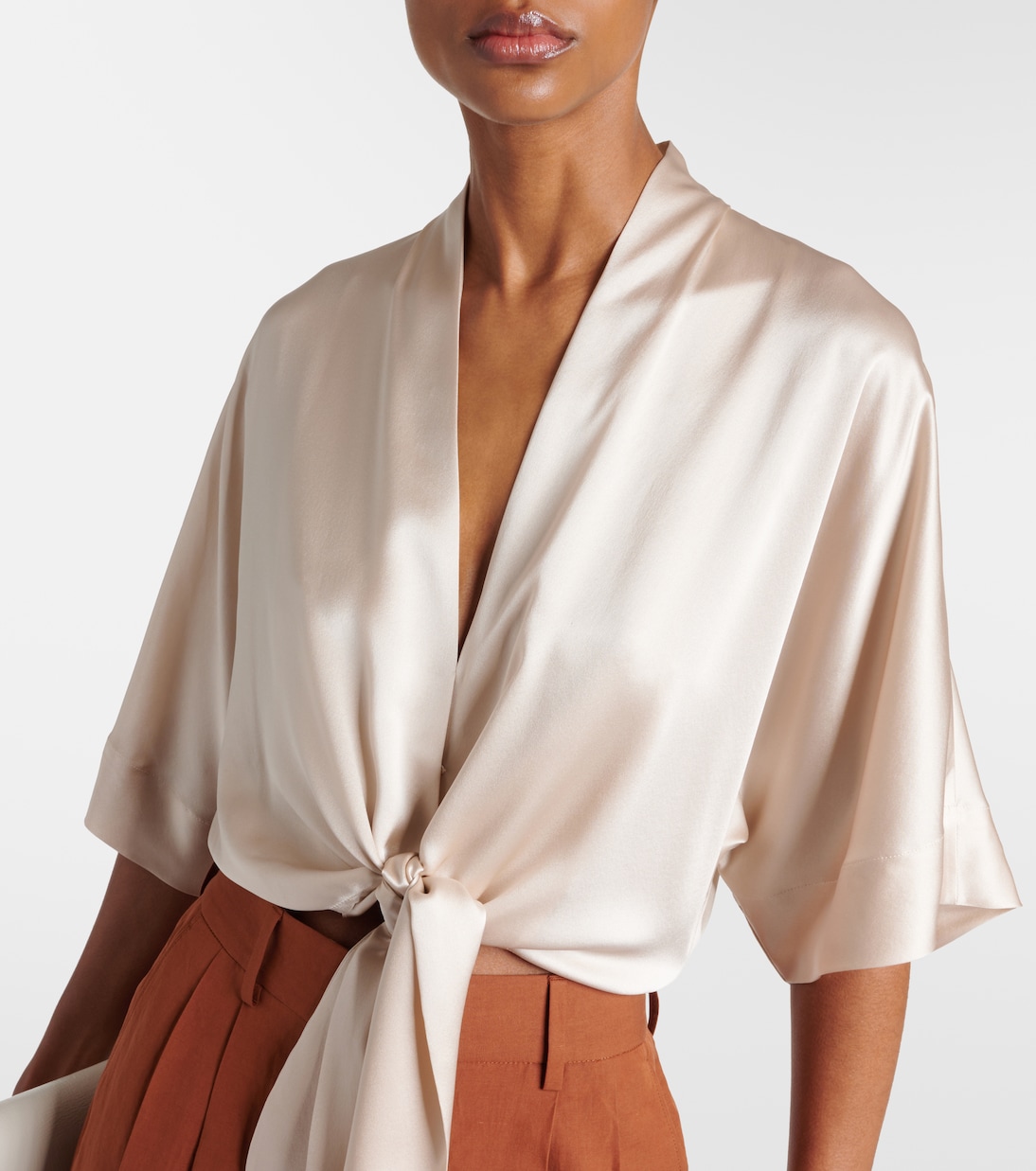 Tie-front silk charmeuse top | The Sei