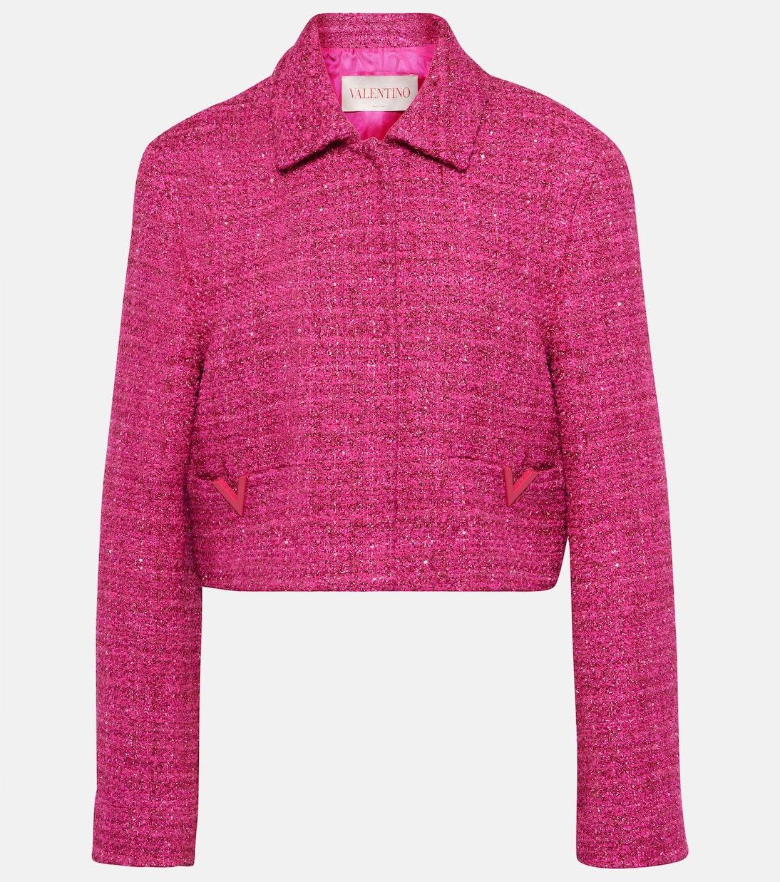 VGold cropped lamé tweed jacket  | Valentino