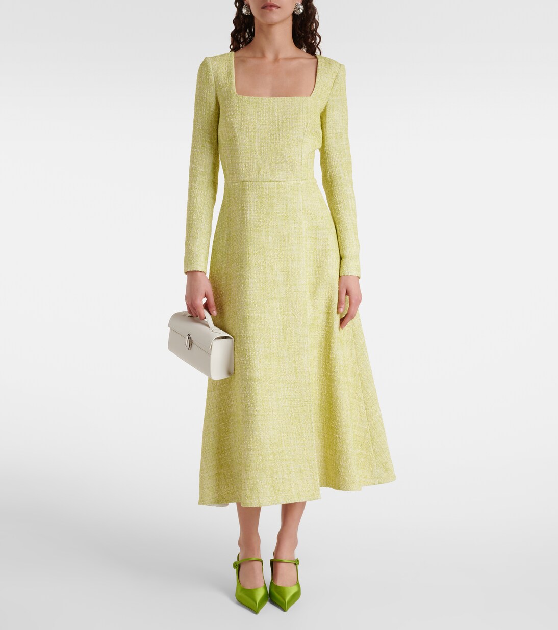 Vestido midi Fara de tweed de algodón | Emilia Wickstead