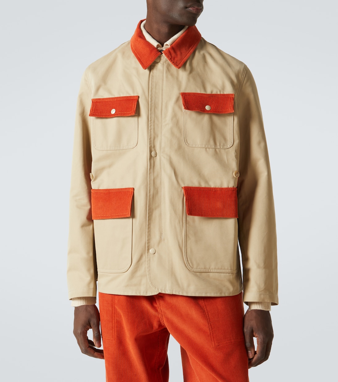 Corduroy-trimmed cotton twill field jacket | Bode