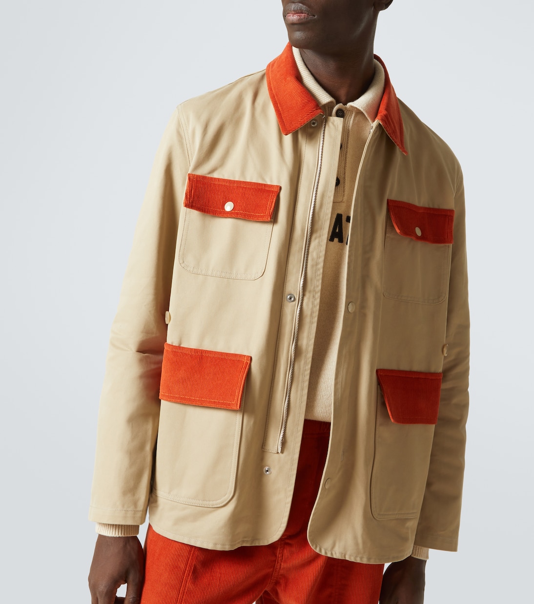 Corduroy-trimmed cotton twill field jacket | Bode
