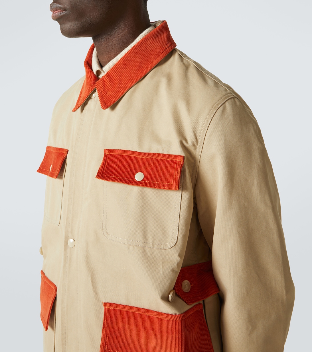 Corduroy-trimmed cotton twill field jacket | Bode
