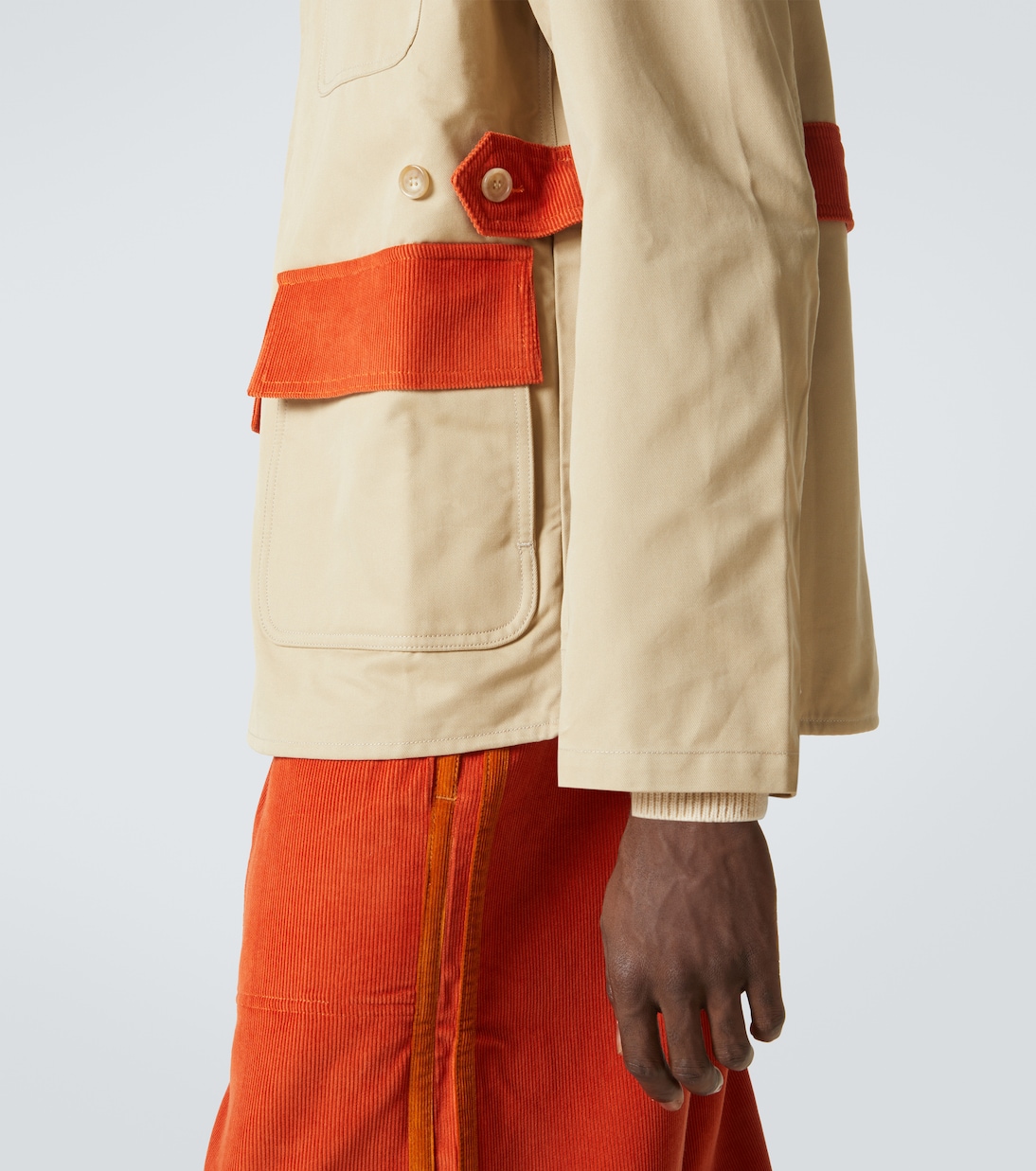 Corduroy-trimmed cotton twill field jacket | Bode
