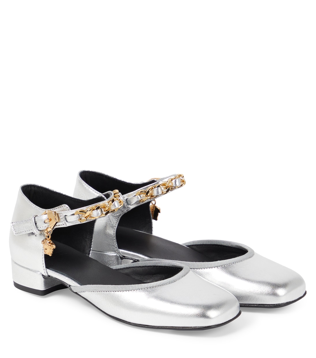 La Medusa metallic leather flats | Versace Kids