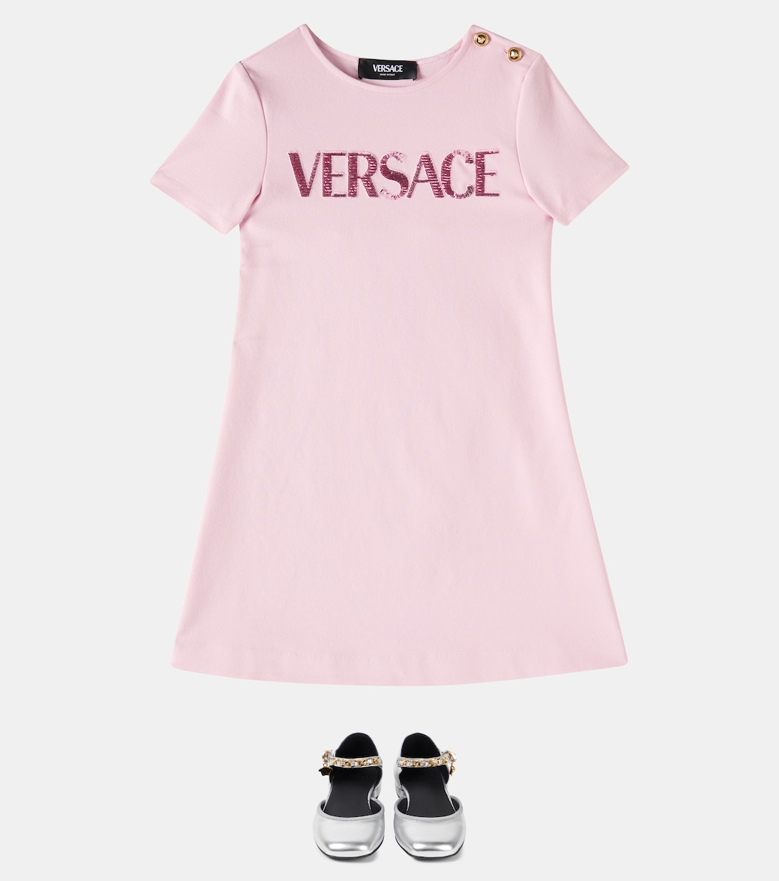 La Medusa metallic leather flats | Versace Kids