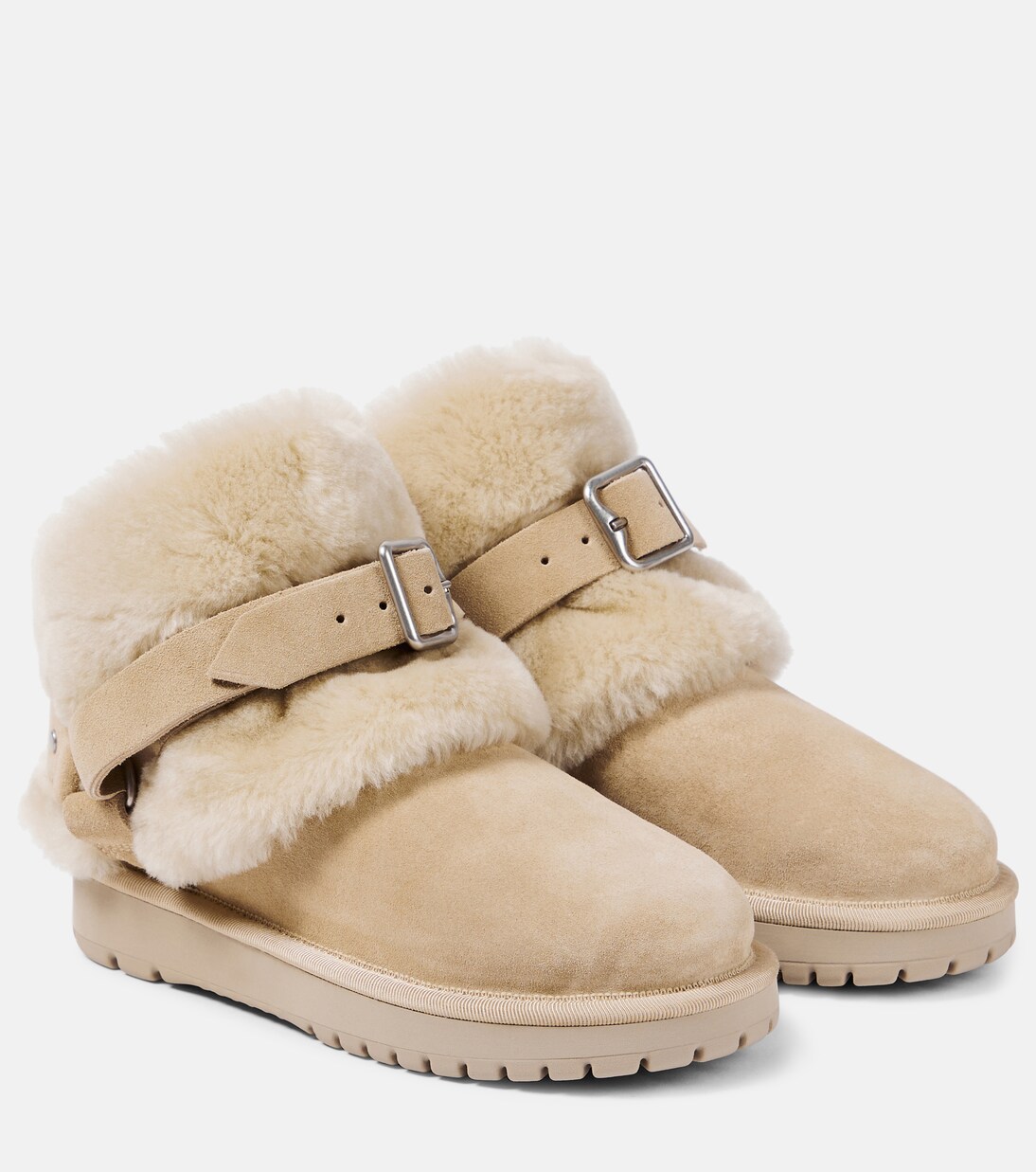 Ankle Boots aus Veloursleder mit Shearling | Burberry