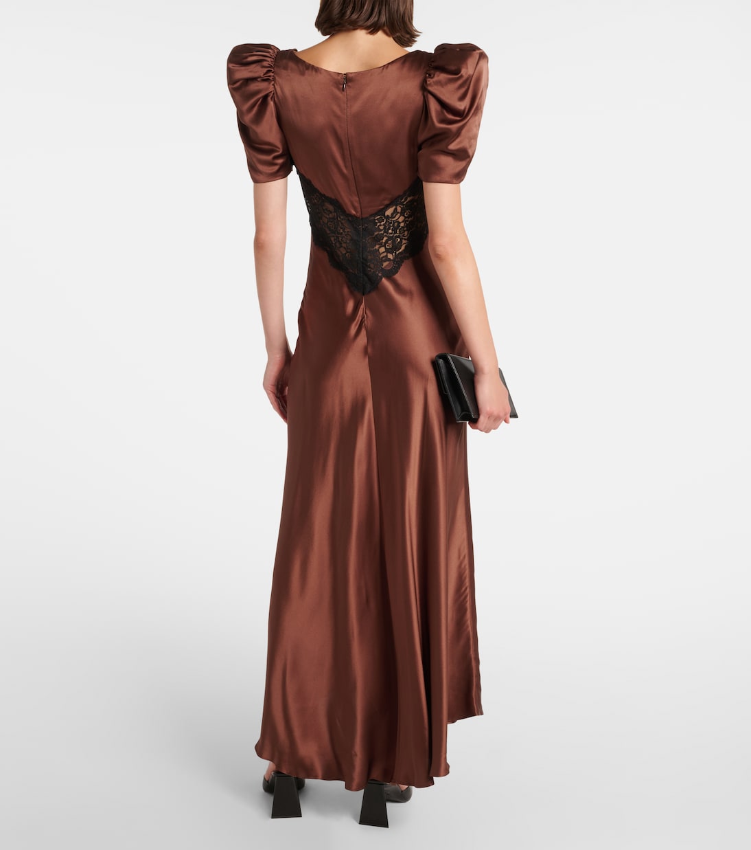 Lace-trimmed silk charmeuse gown | Rodarte