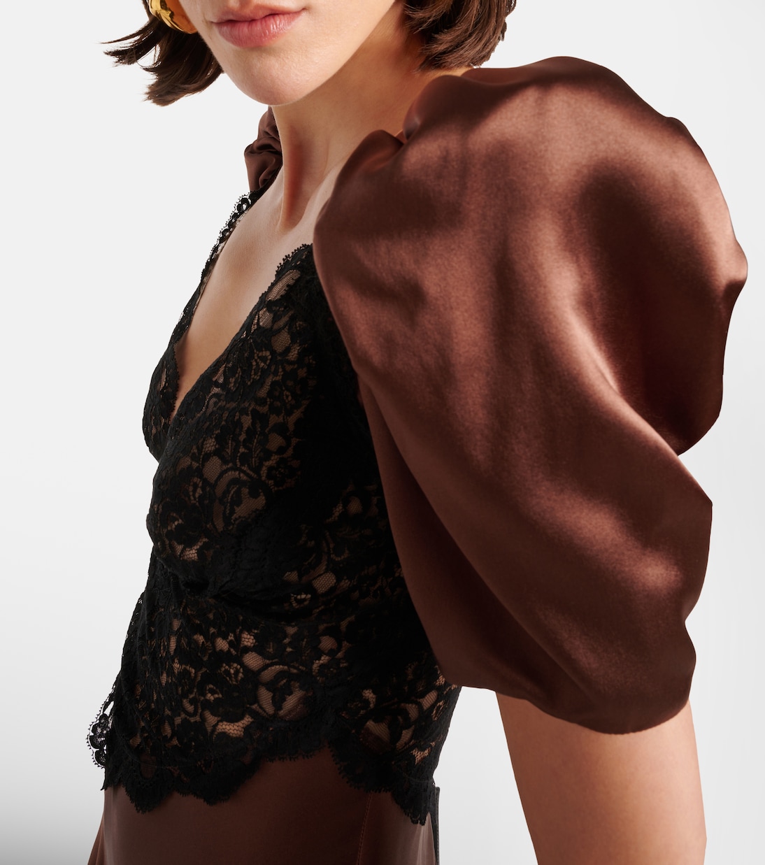 Lace-trimmed silk charmeuse gown | Rodarte