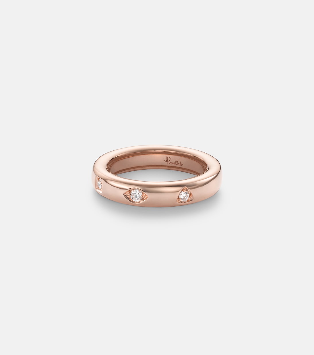 Iconica Extra Slim 18kt rose gold ring with diamonds | Pomellato