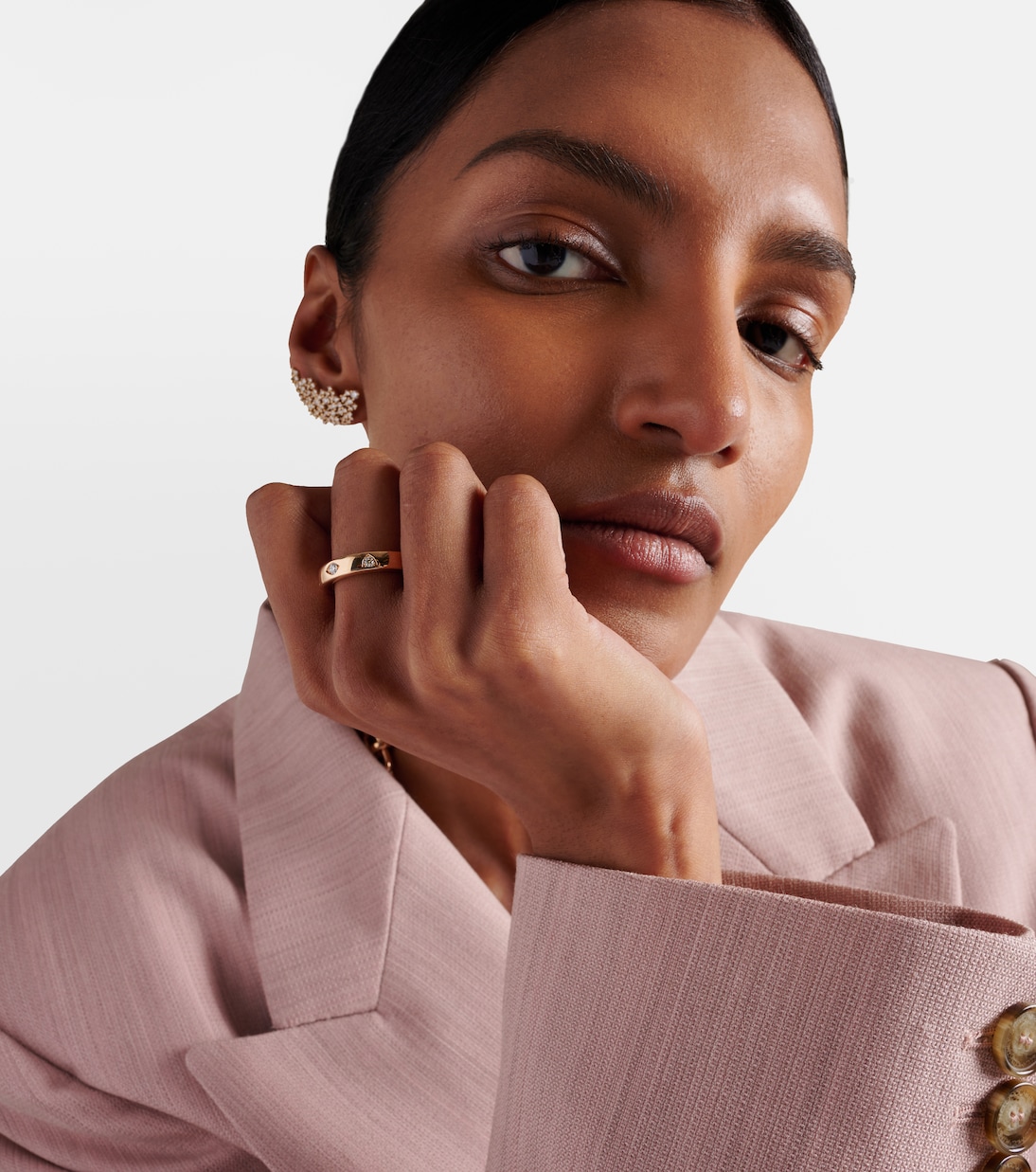 Iconica Extra Slim 18kt rose gold ring with diamonds | Pomellato