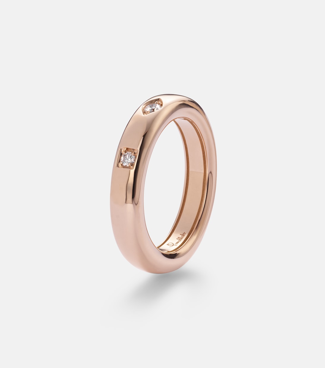 Iconica Extra Slim 18kt rose gold ring with diamonds | Pomellato