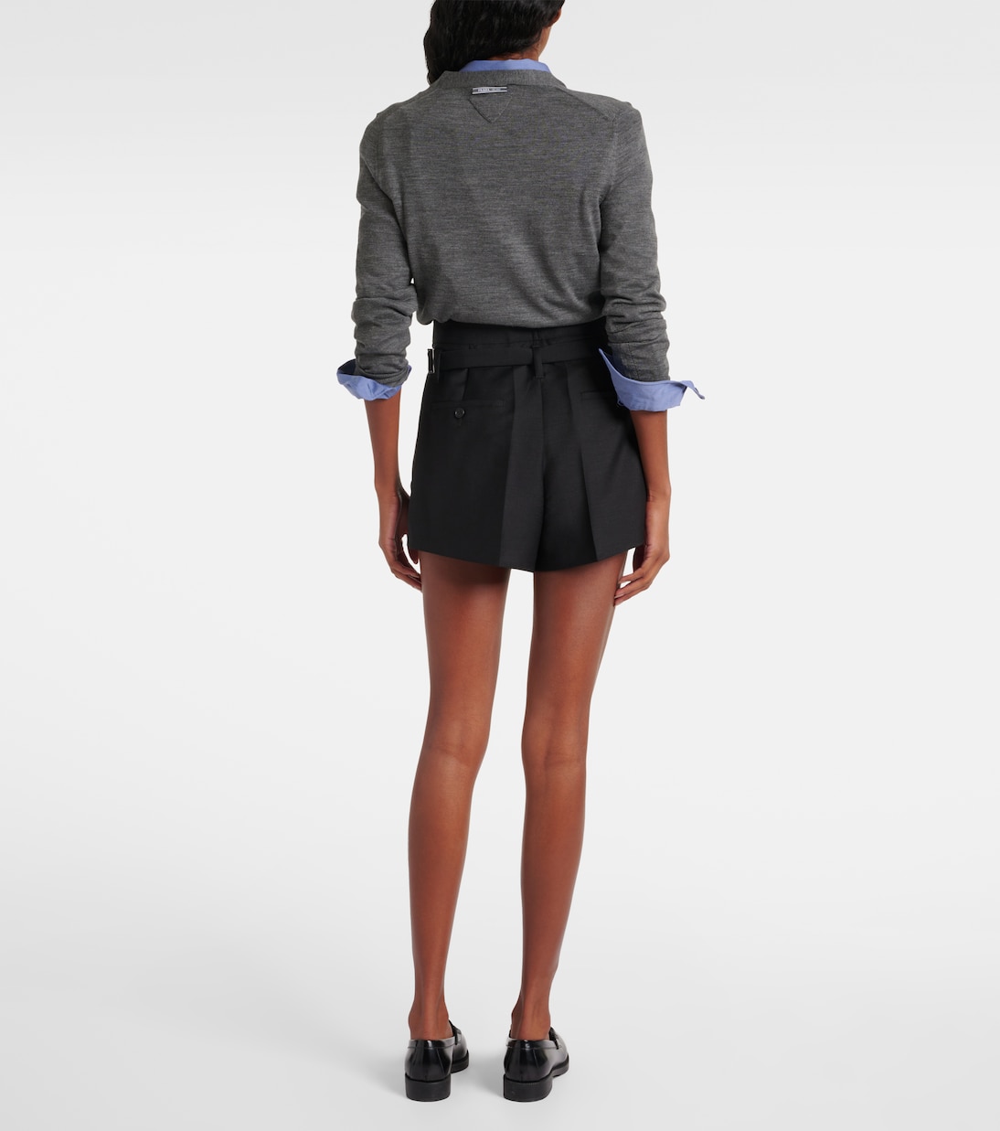 Belted mohair and wool shorts | Prada