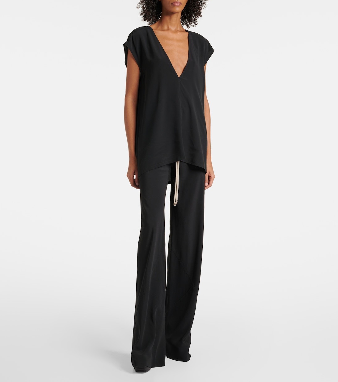 Pantaloni regular Dietrich Drawstring in cady di crêpe  | Rick Owens
