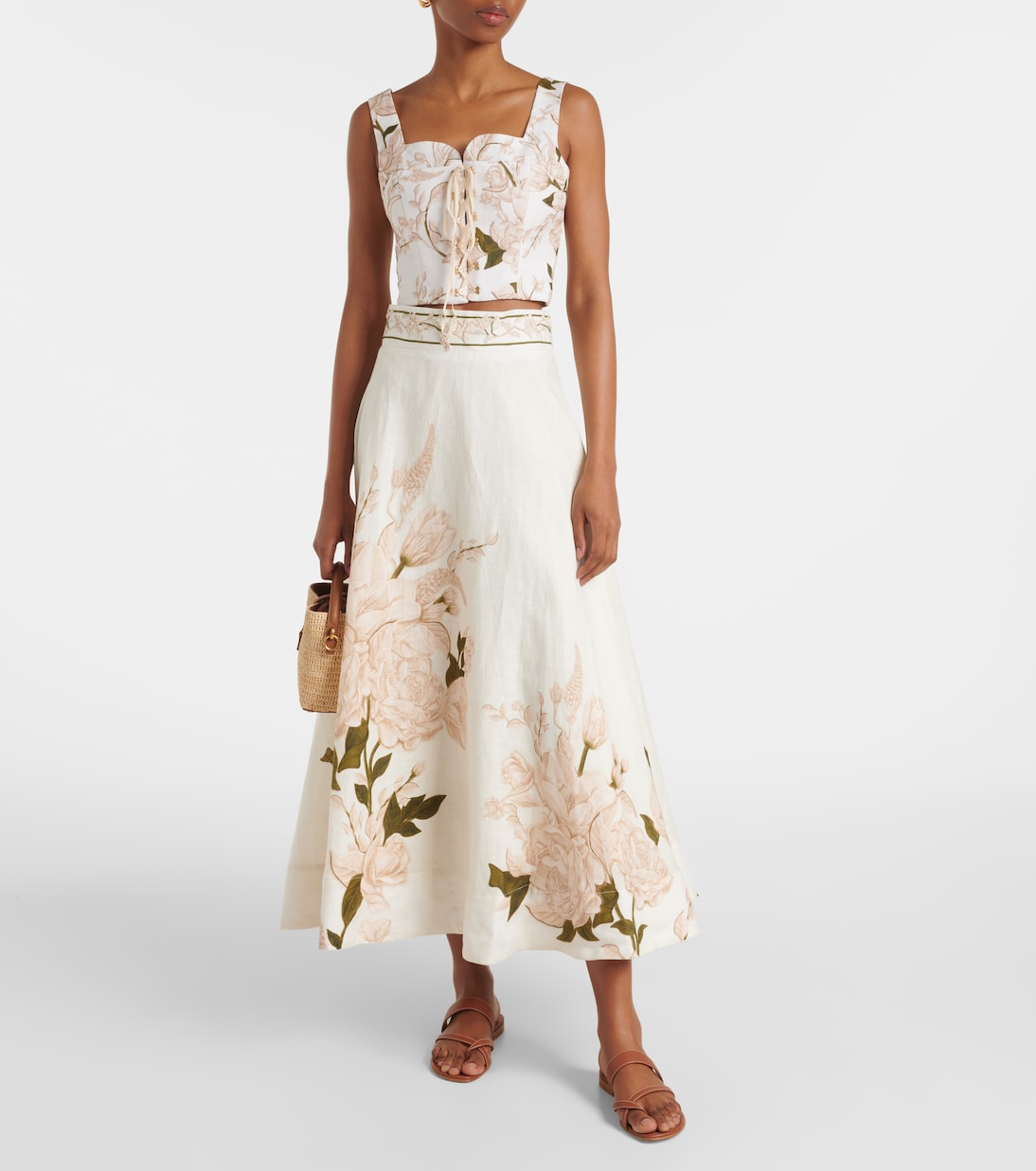 Crop top Reserva Gardenia de lino floral | Agua by Agua Bendita