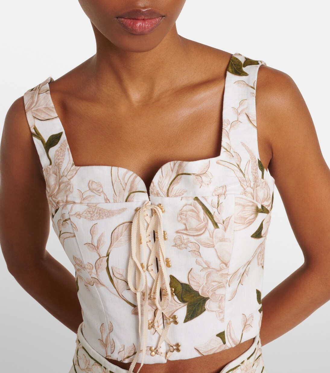 Crop top Reserva Gardenia de lino floral | Agua by Agua Bendita