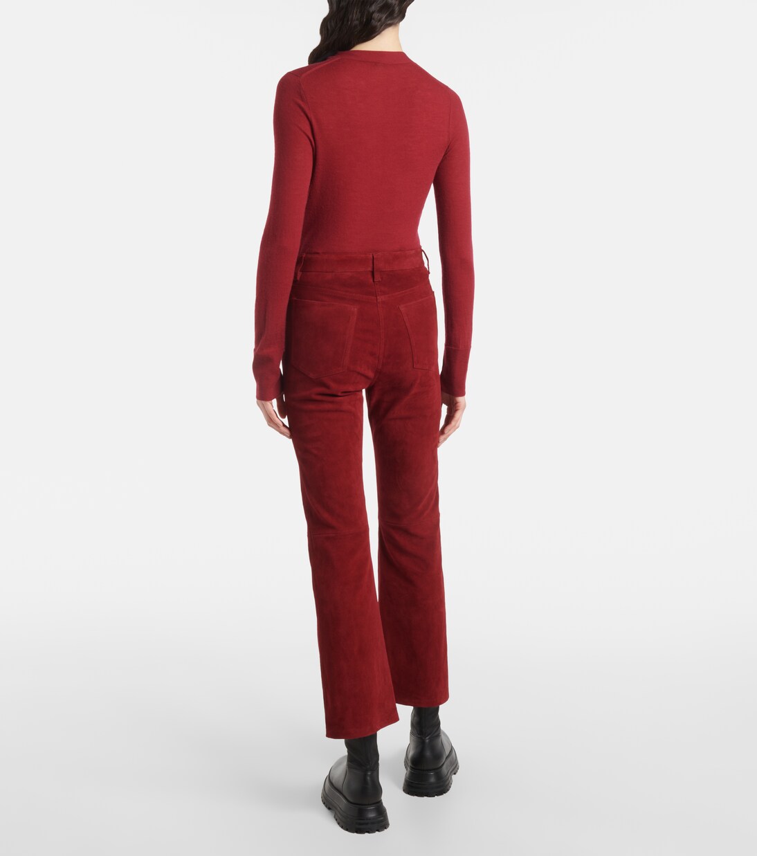 Schmale High-Rise-Hose aus Veloursleder | Joseph