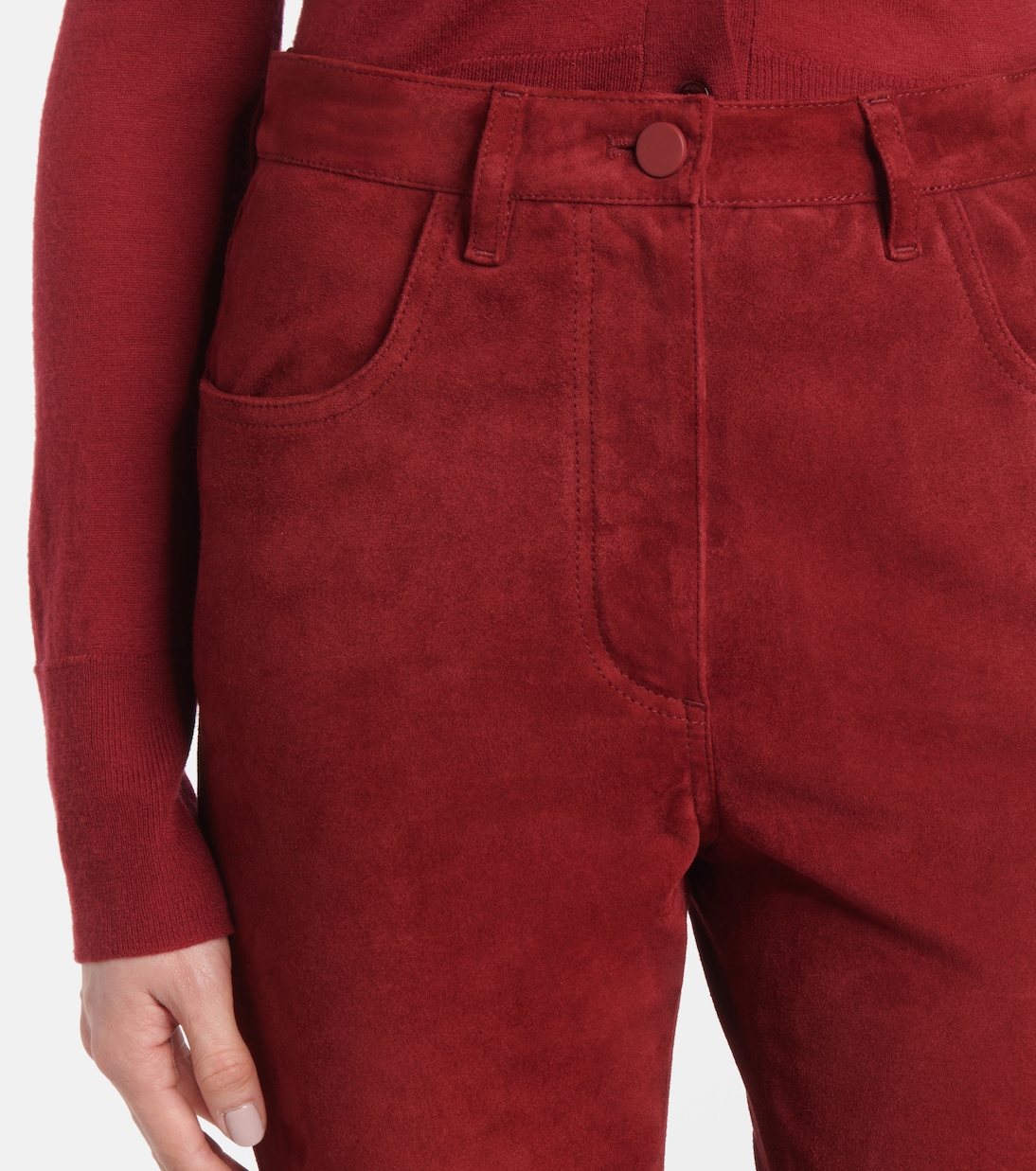 Schmale High-Rise-Hose aus Veloursleder | Joseph