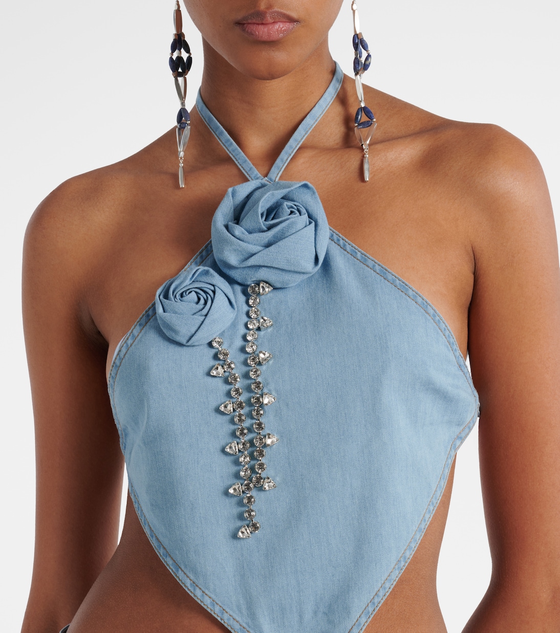 Top aus Baumwolle mit Kristallen | Area