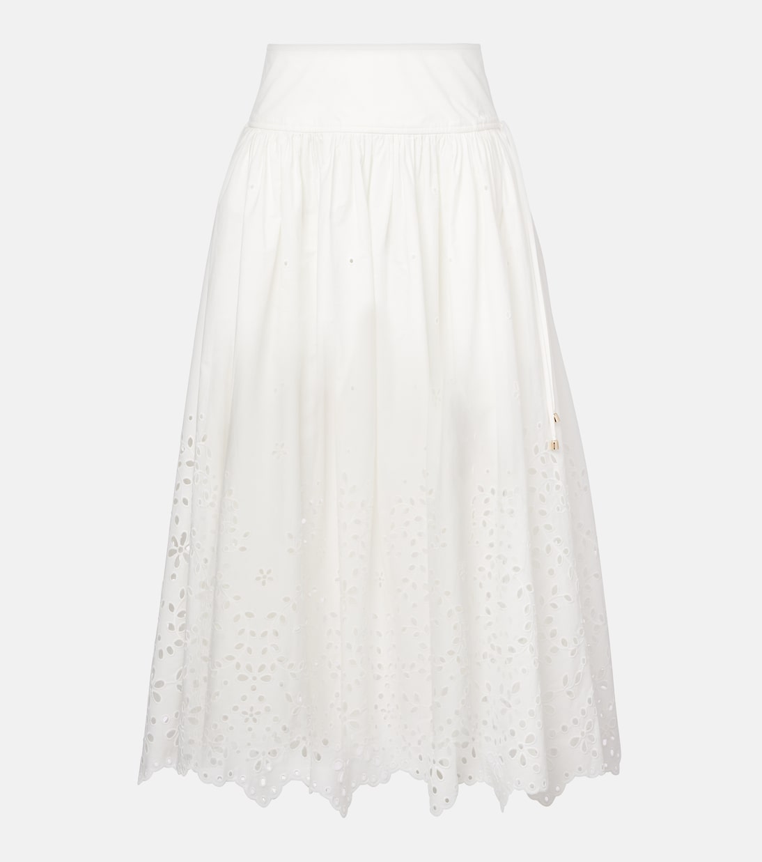 Broderie anglaise cotton midi skirt | Self-Portrait