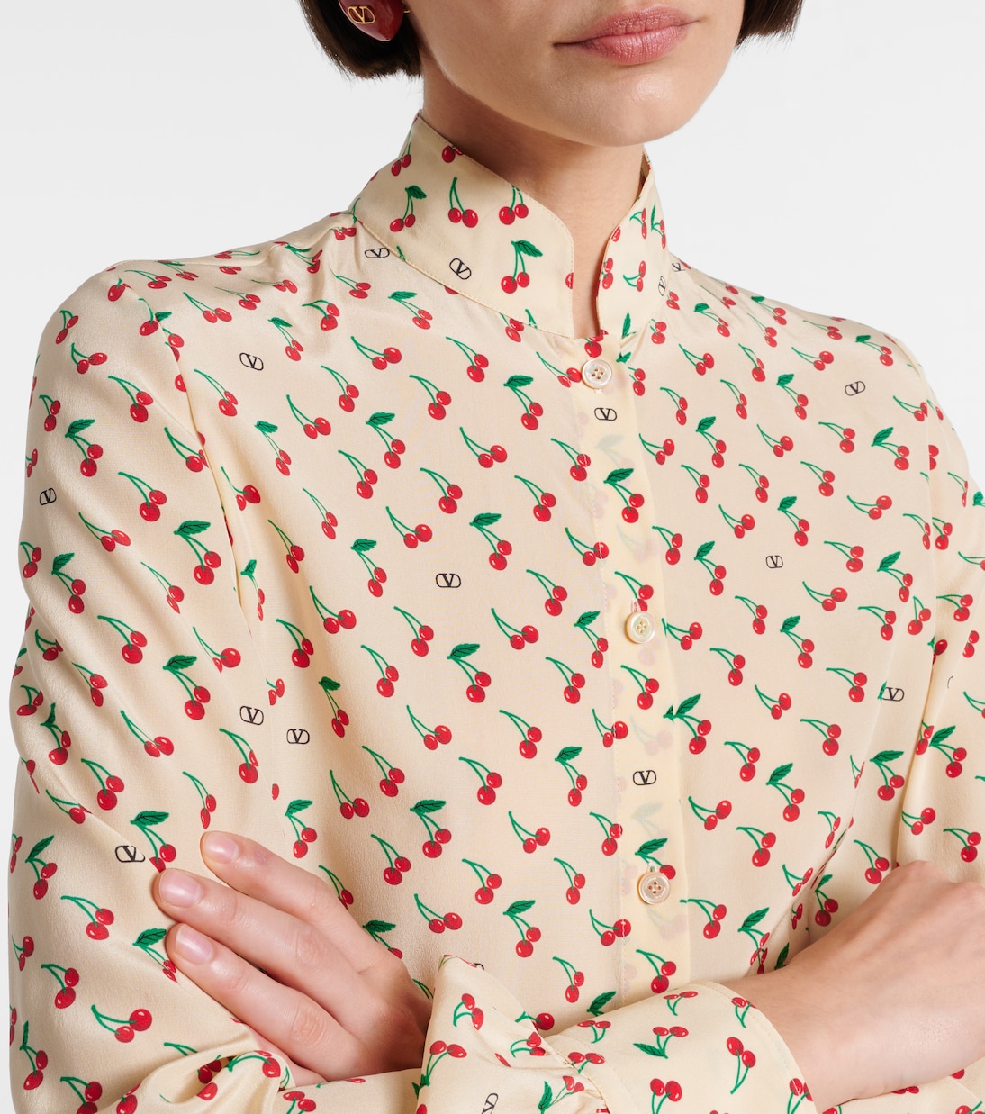 Blusa Cady Couture in seta con stampa | Valentino