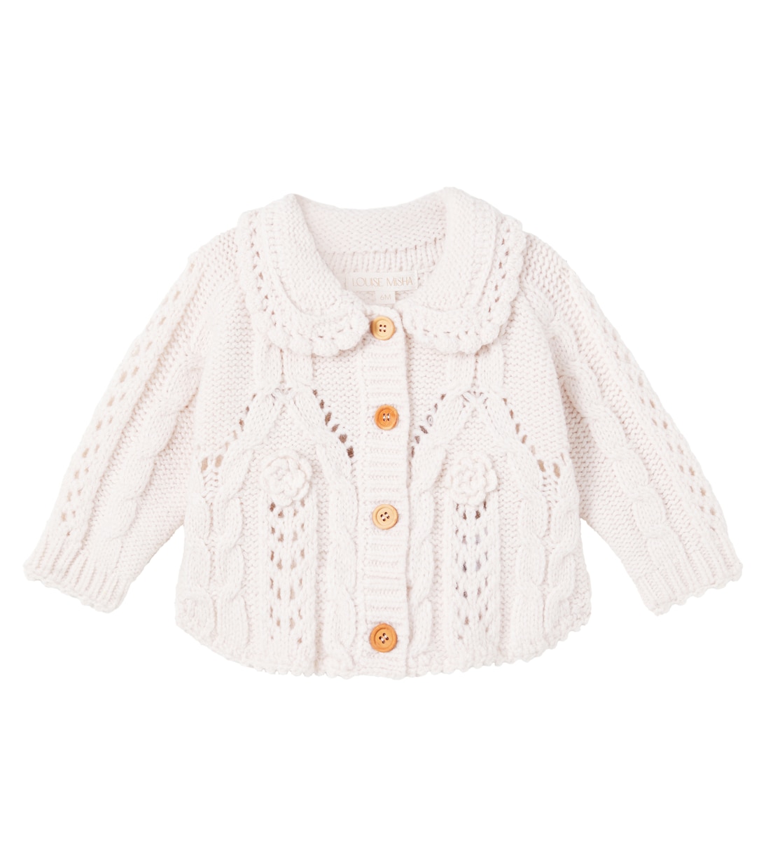 Baby Khellana cable-knit floral cardigan | Louise Misha