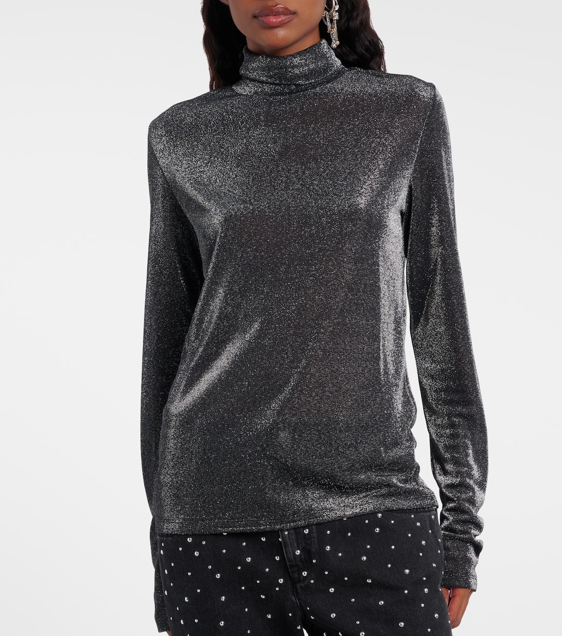 Jadia jersey lamé turtleneck top | Marant Etoile