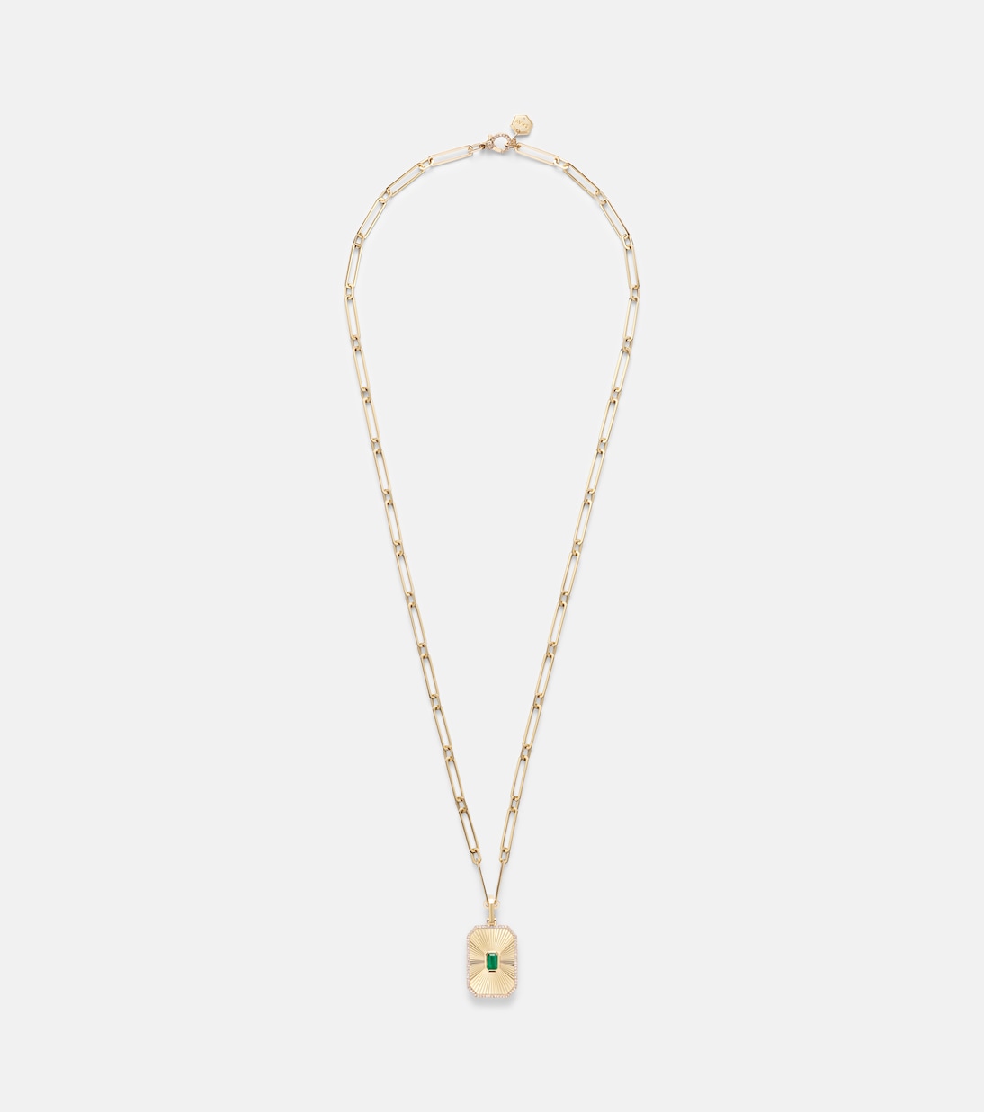 Radiant Deco 18kt gold pendant necklace with pink sapphires and diamonds | Shay Jewelry