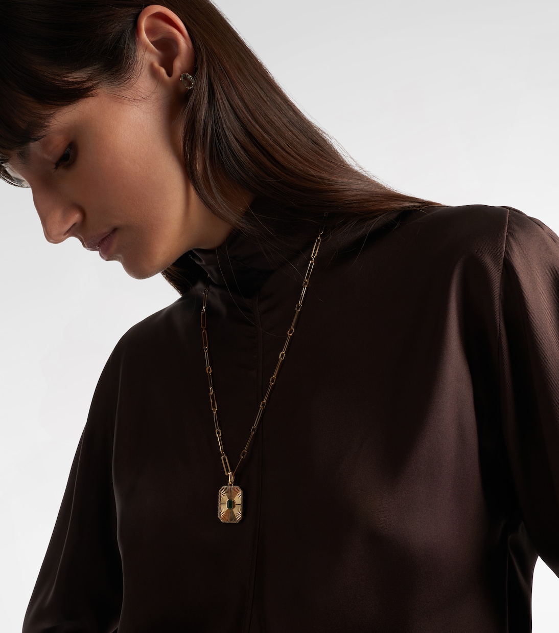 Radiant Deco 18kt gold pendant necklace with pink sapphires and diamonds | Shay Jewelry