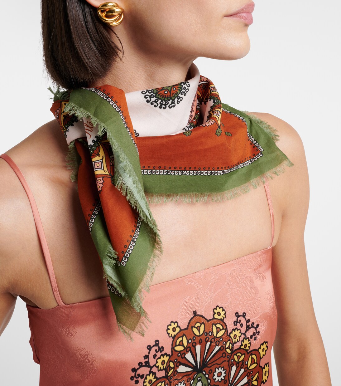 Contina Midi fringed cotton scarf | Alémais