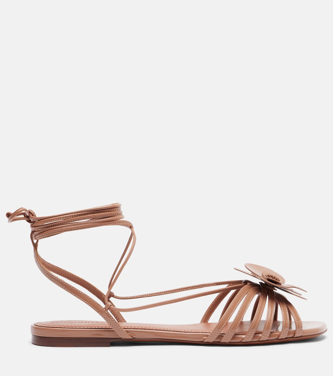 Orchid floral-appliqué leather sandals | Zimmermann