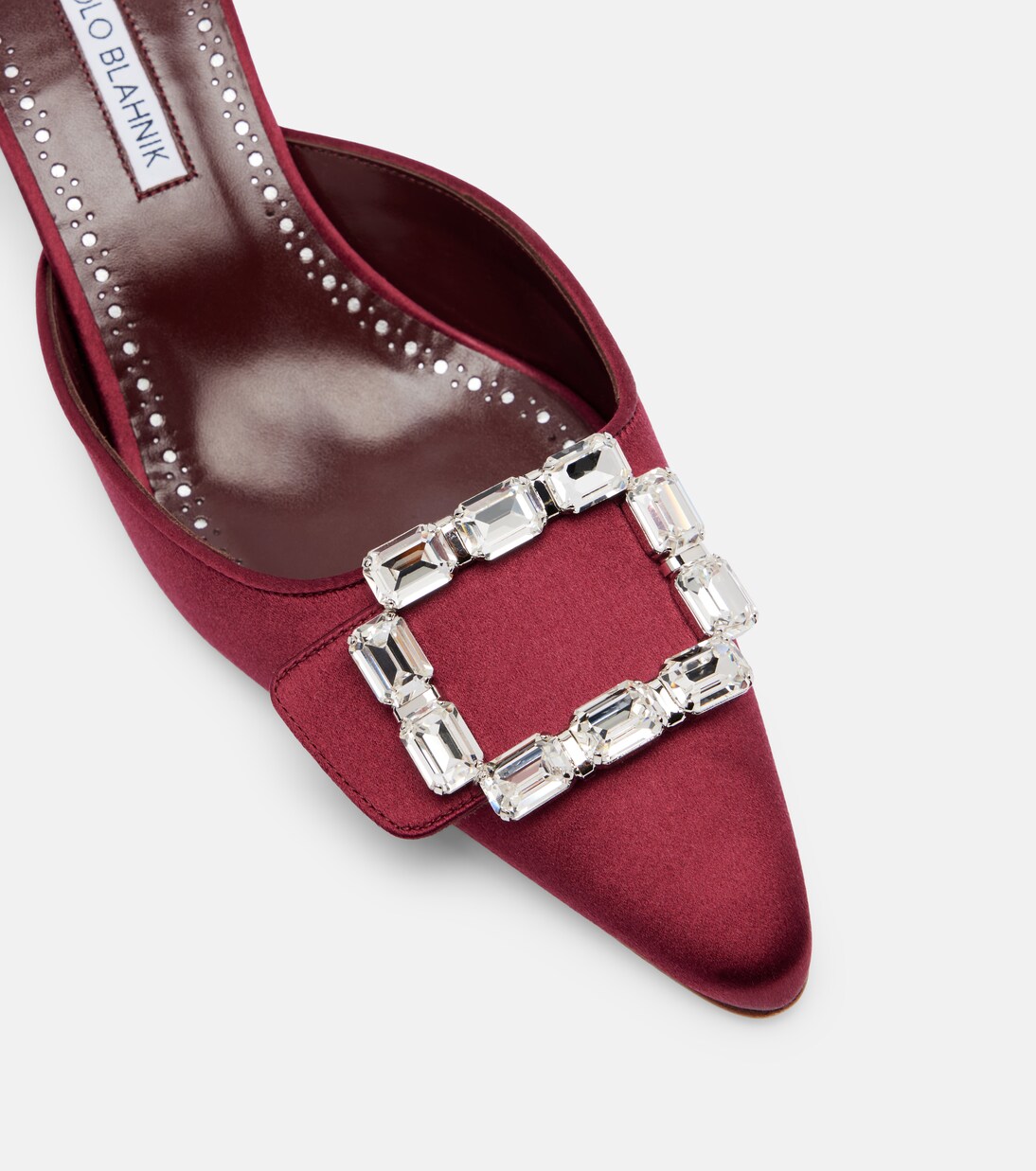 Mayjou 50 crystal-embellished satin mules | Manolo Blahnik