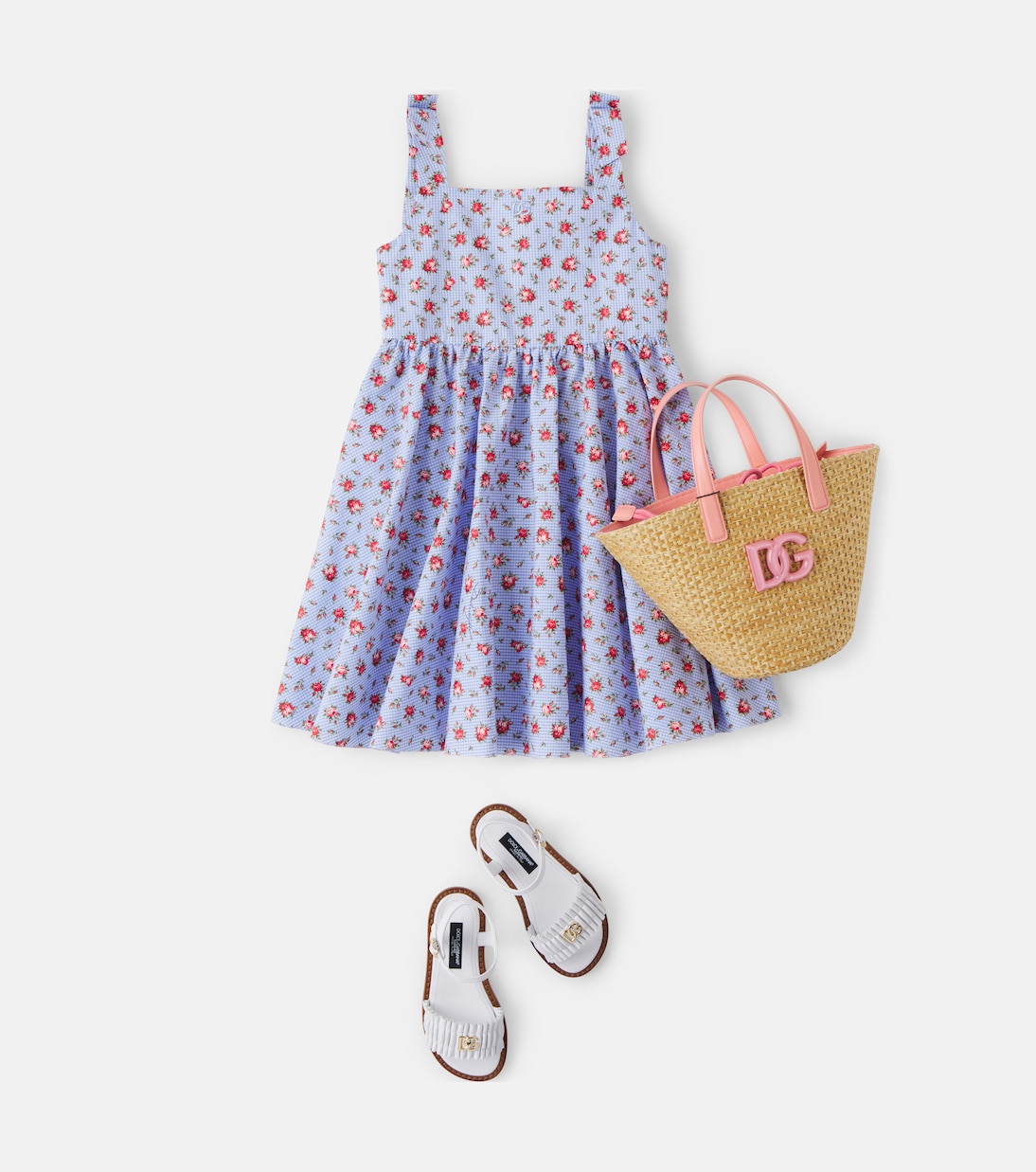 Bedrucktes Kleid aus Baumwollpopeline | Dolce&Gabbana Kids