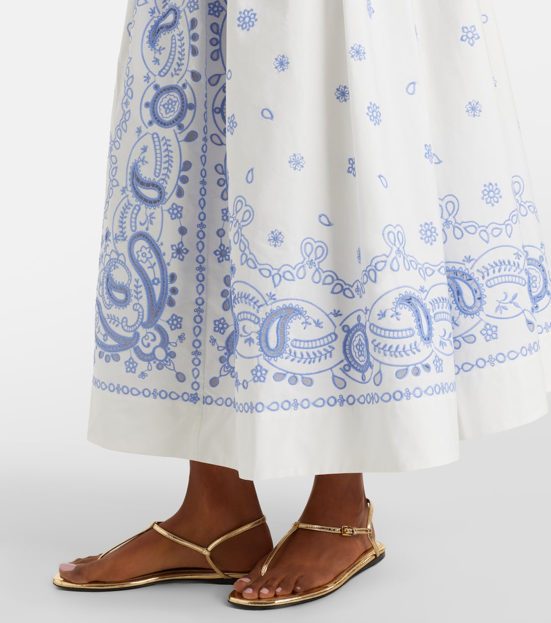 Falda midi de algodón bordada | Self-Portrait