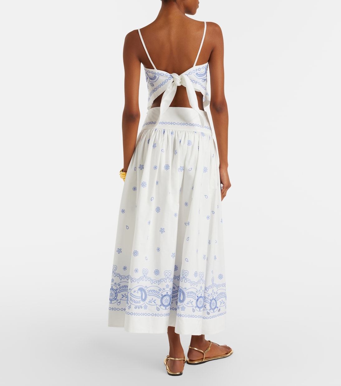 Falda midi de algodón bordada | Self-Portrait