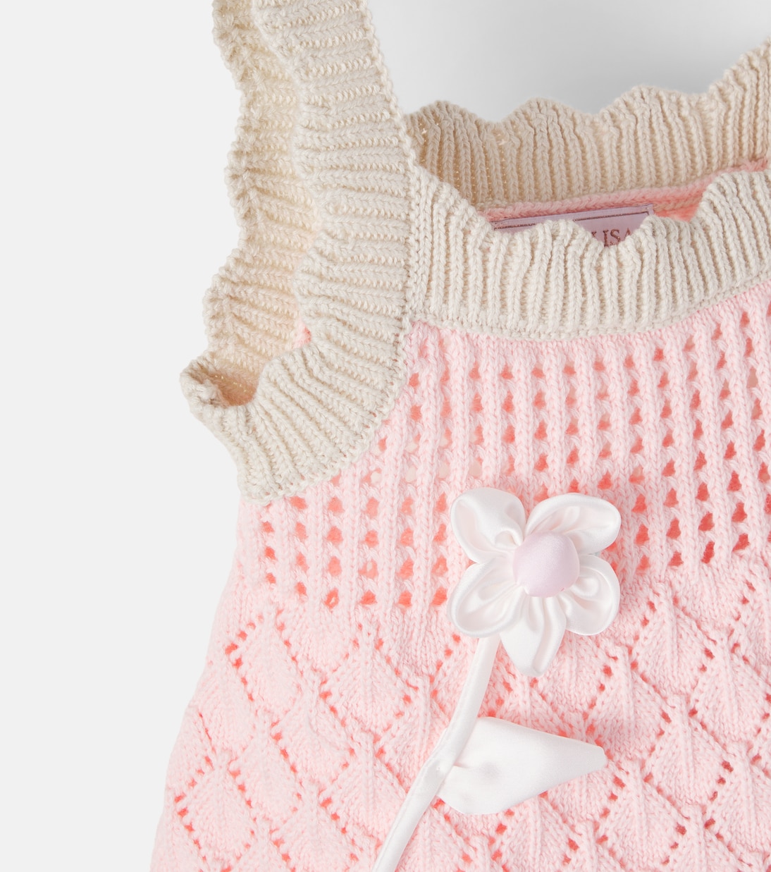 Floral-appliqué pointelle cotton top  | Monnalisa