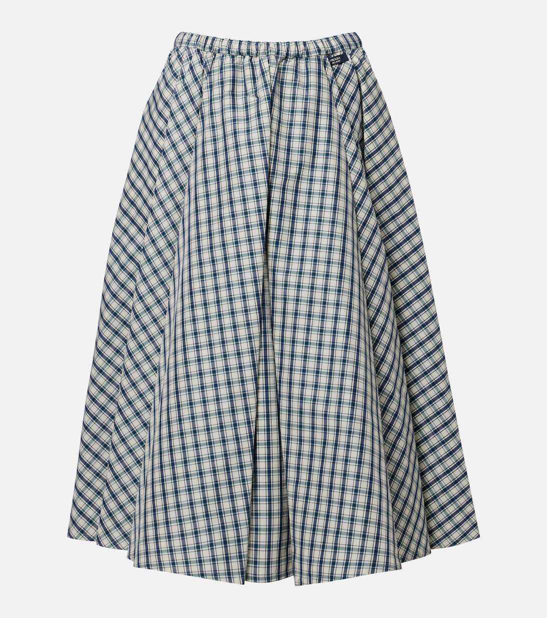 Checked cotton-blend chambray midi skirt | Prada