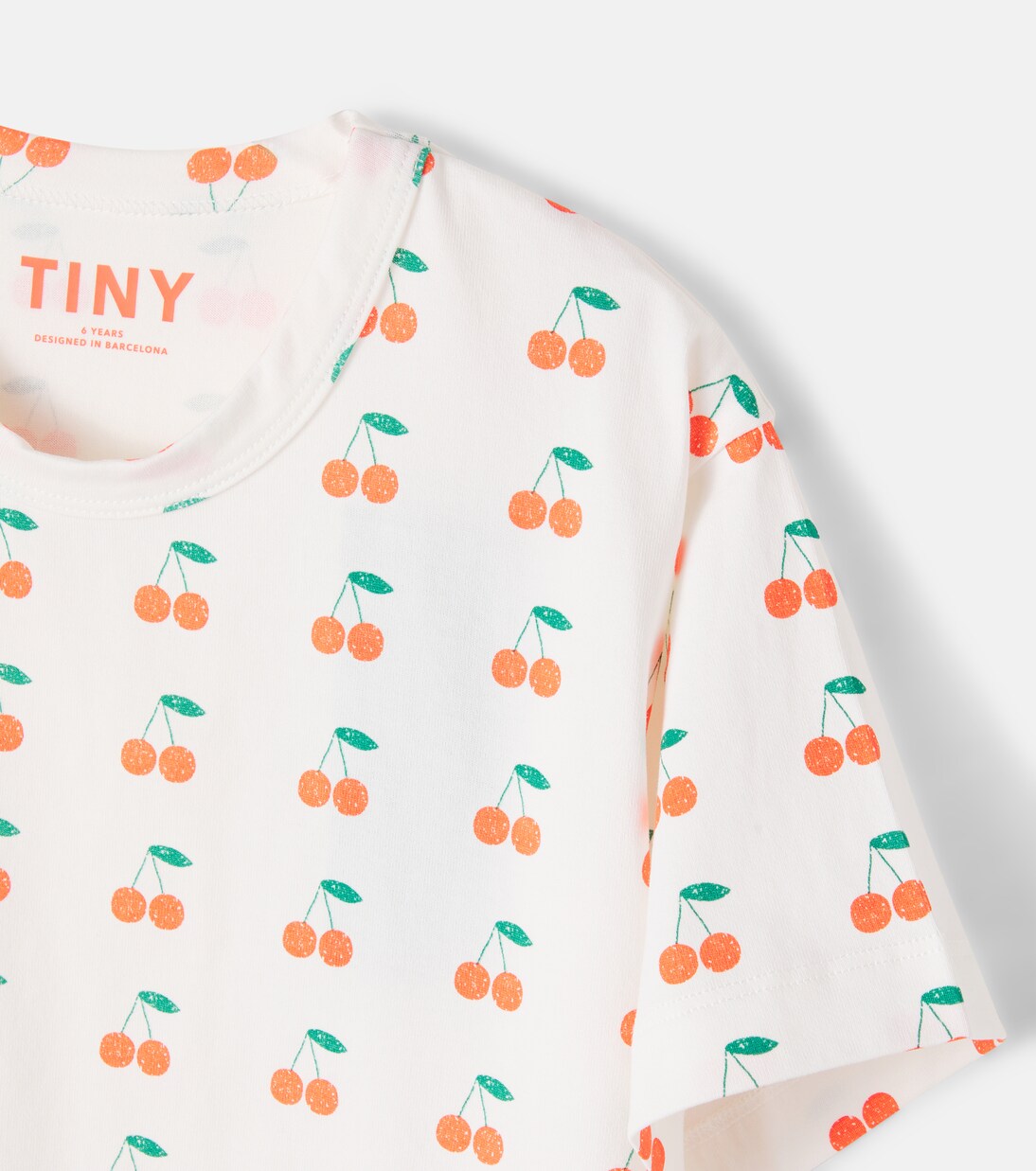 Cherries printed cotton jersey T-shirt | Tinycottons