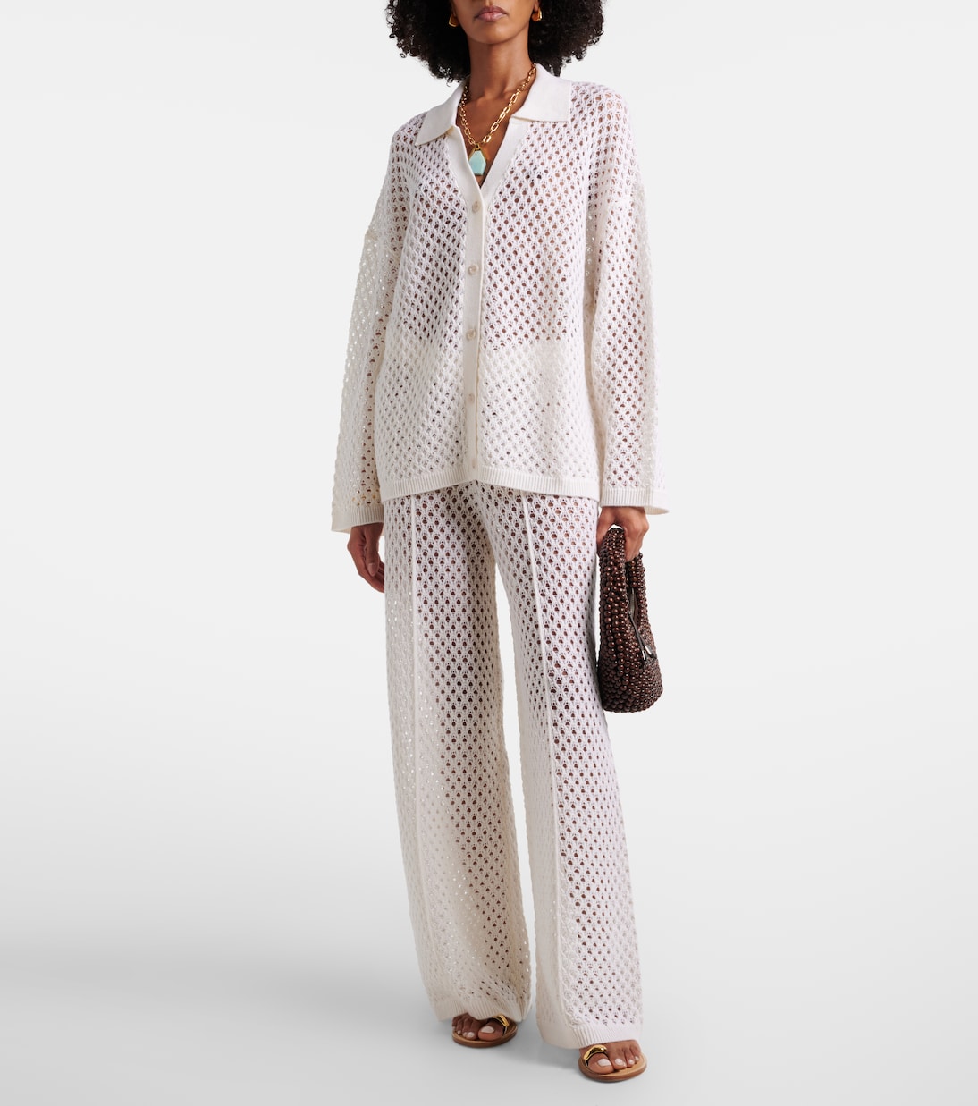 Pantalon ample en laine et cachemire | Jardin des Orangers