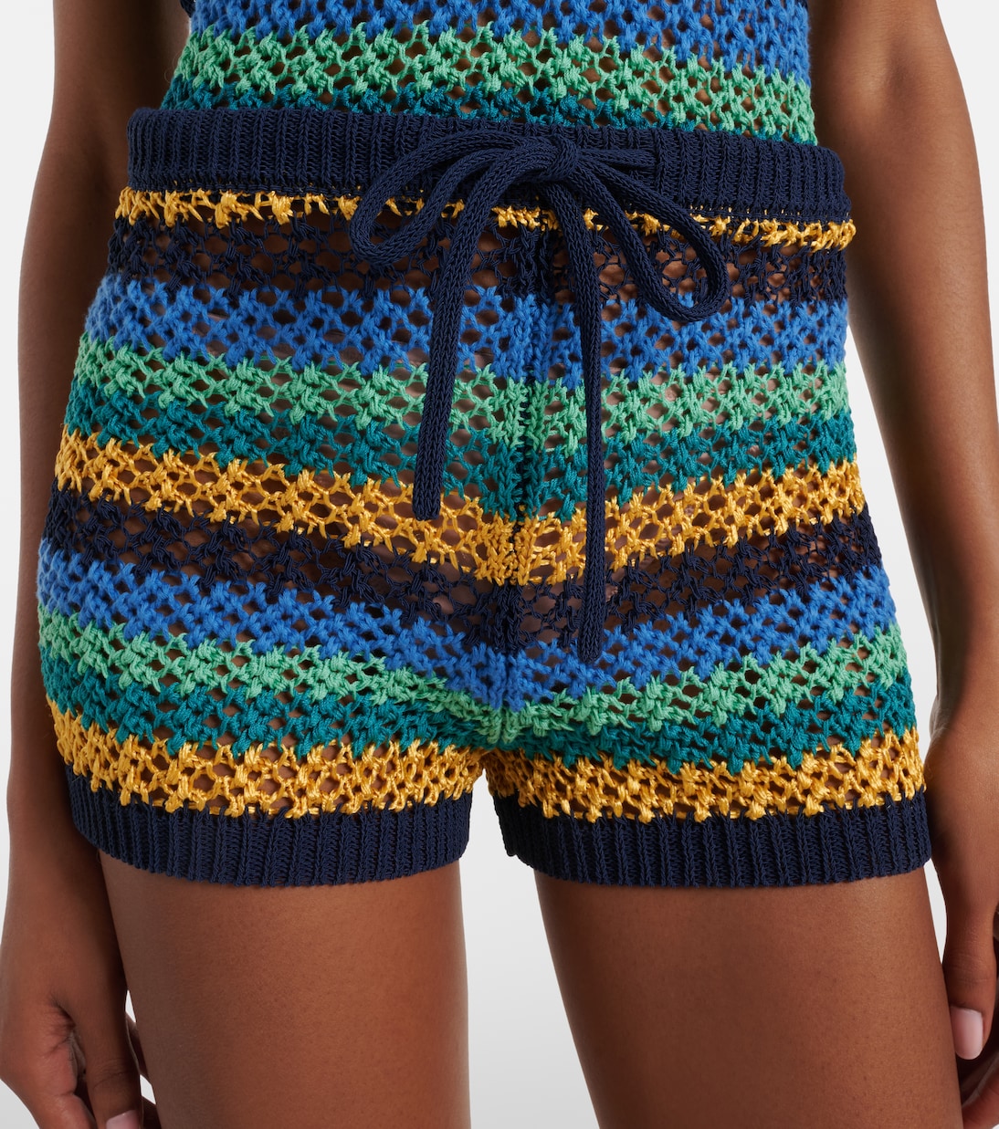 Crochet striped cotton-blend shorts | Etro
