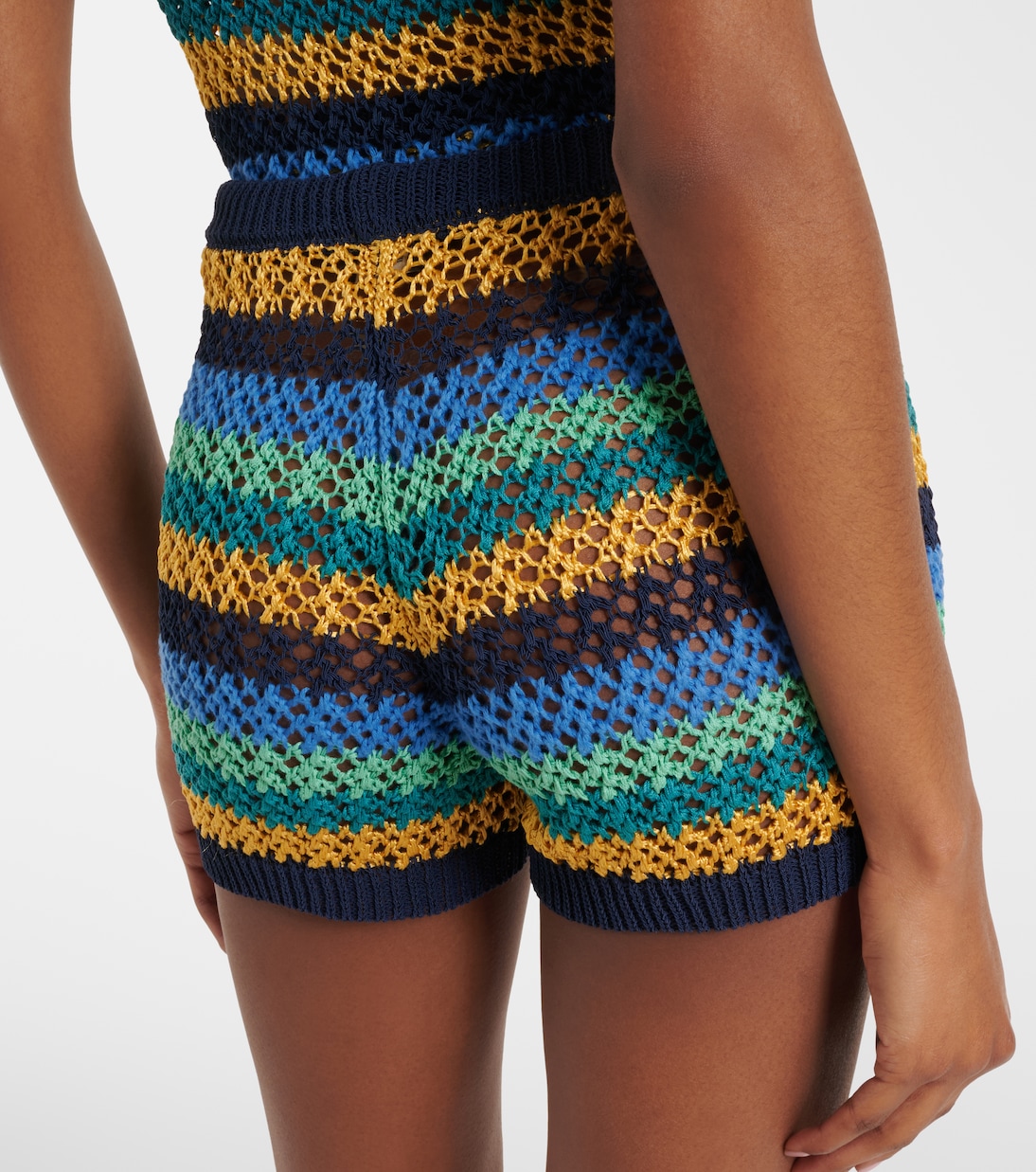 Crochet striped cotton-blend shorts | Etro