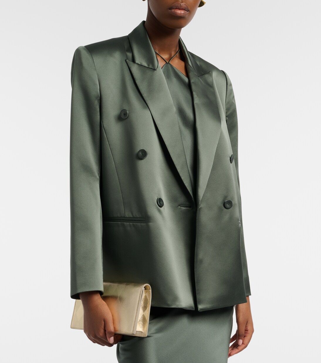 Double-breasted silk blazer  | The Sei