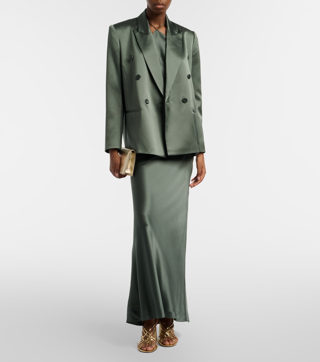 Double-breasted silk blazer  | The Sei